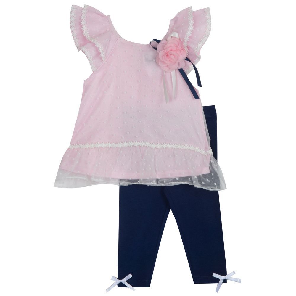 Rare Editions Baby Girls Dot‎ Organza Tunic and Leggings Set Size 12M